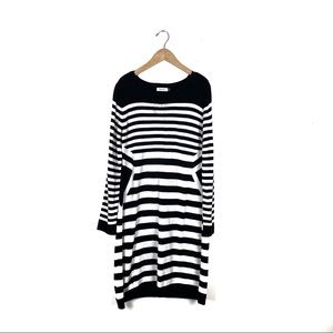 Calvin Klein Stripe Sweater Dress Black/White SzXL